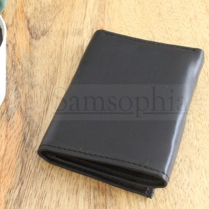 Pequeña cartera Tri de cuero con tarjetas y compartimento para notas. Protección RFID Ideal idea de regalo para Navidad o Cumpleaños SMW0035