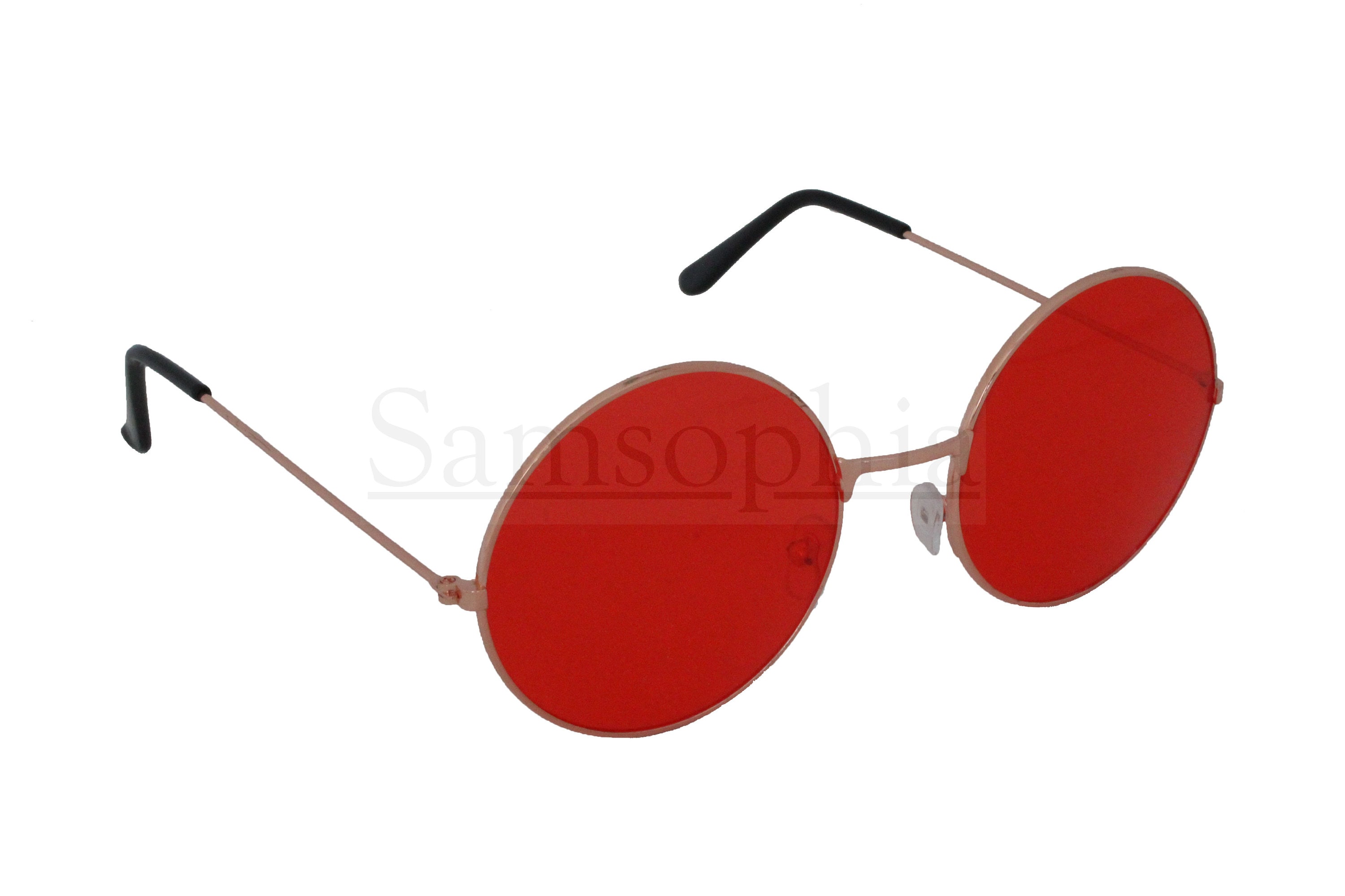 Red Tinted Sunglasses With a Gold Round Frame. UV400 Etsy UK