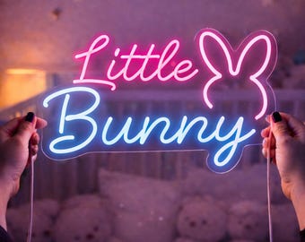 Little Bunny Neon Sign: LED Nursery Light, Baby Room Decor