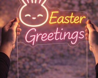 Bunny Easter Neon Sign: LED Spring Greetings Wall Decor