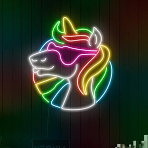 Eenhoorn regenboog led-neonreclame - magische muurkunst, kleurrijk neon decor, aangepaste led-verlichting, kinderkamer of feestaccent, uniek cadeau