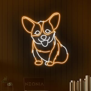 Led-neonbord Corgi Dog: aangepaste kunst aan de muur huisdierliefhebber