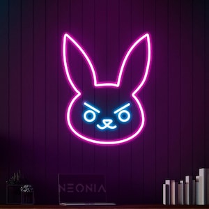 Angry Rabbit LED Neon Sign - Disgruntled Bunny Wall Art, Funny Neon Light, Custom LED Decor for Home or Office, Unique Gift Idea