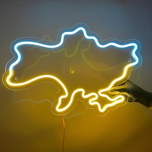 Ukraine Karte Symbol des Friedens von Ukraine LED Neon Schild Vogel, Wanddekoration, Wandschild, Neon Schilder