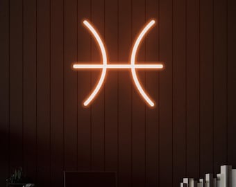 Insegna LED Neon Pesci Zodiacale - Decorazione Murale Oroscopo Personalizzata, Luce Neon Astrologica, Regalo Spirituale Pesci