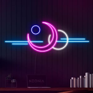 Mond Neon Schild - LED Halbmond Licht, Ästhetische Wandkunst, Gemütliche Schlafzimmer Deko, Nachtlicht für Babyzimmer oder Meditationsecke