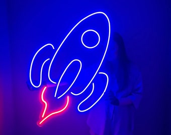 Rocket LED Neon Sign: Space Wall Decor