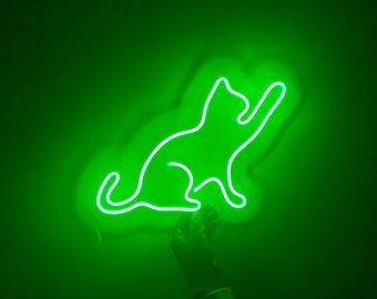 Cat LED Neon Sign: Handmade Wall Decor