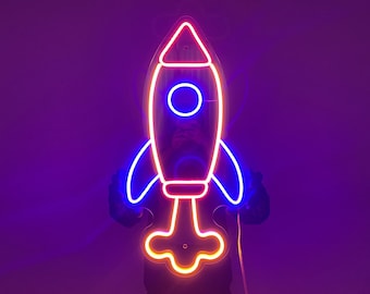 Rocket LED Neon Sign: Bedroom Decor Light