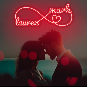 Personalized Valentine’s Day Gift with Names & Heart - Infinity LED Neon Sign, Custom Romantic Decor, Gift for Couples, Love Wall Art