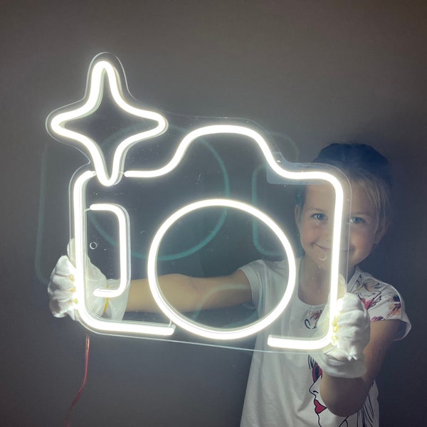 Camera Neon Sign - Camera with flash Decor, Neon Sign Bedroom, Neon Signs, Neon Light