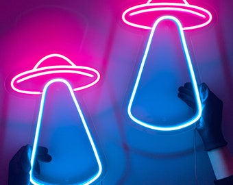 Letrero de neón OVNI: Decoración de pared LED de nave espacial extraterrestre