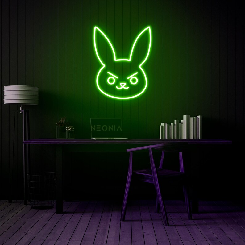 Angry Rabbit LED Neon Sign - Disgruntled Bunny Wall Art, Funny Neon Light, Custom LED Decor for Home or Office, Unique Gift Idea
