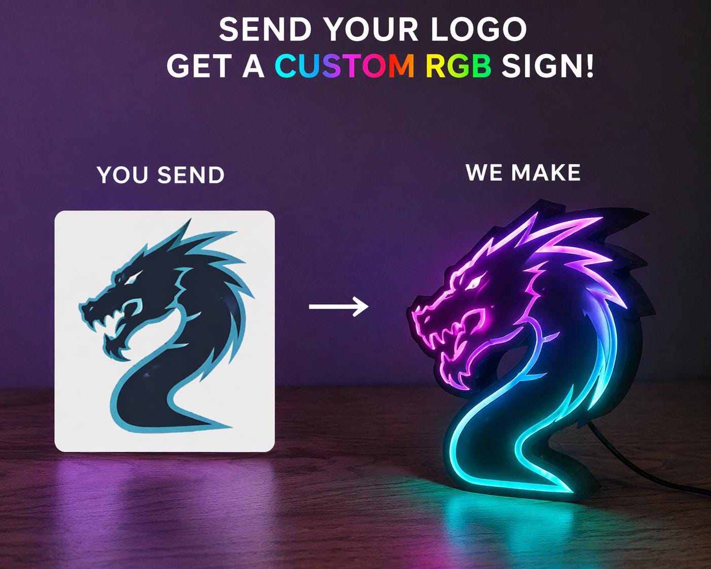 Personalized Logo or Gamertag LED Sign: RGB 3D Light, App Control - Etsy