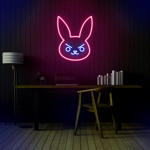 Angry Rabbit LED Neon Sign - Disgruntled Bunny Wall Art, Funny Neon Light, Custom LED Decor for Home or Office, Unique Gift Idea