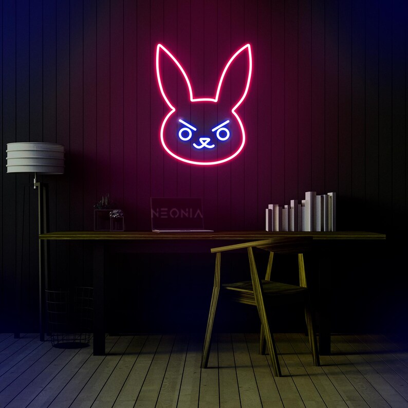 Angry Rabbit LED Neon Sign - Disgruntled Bunny Wall Art, Funny Neon Light, Custom LED Decor for Home or Office, Unique Gift Idea