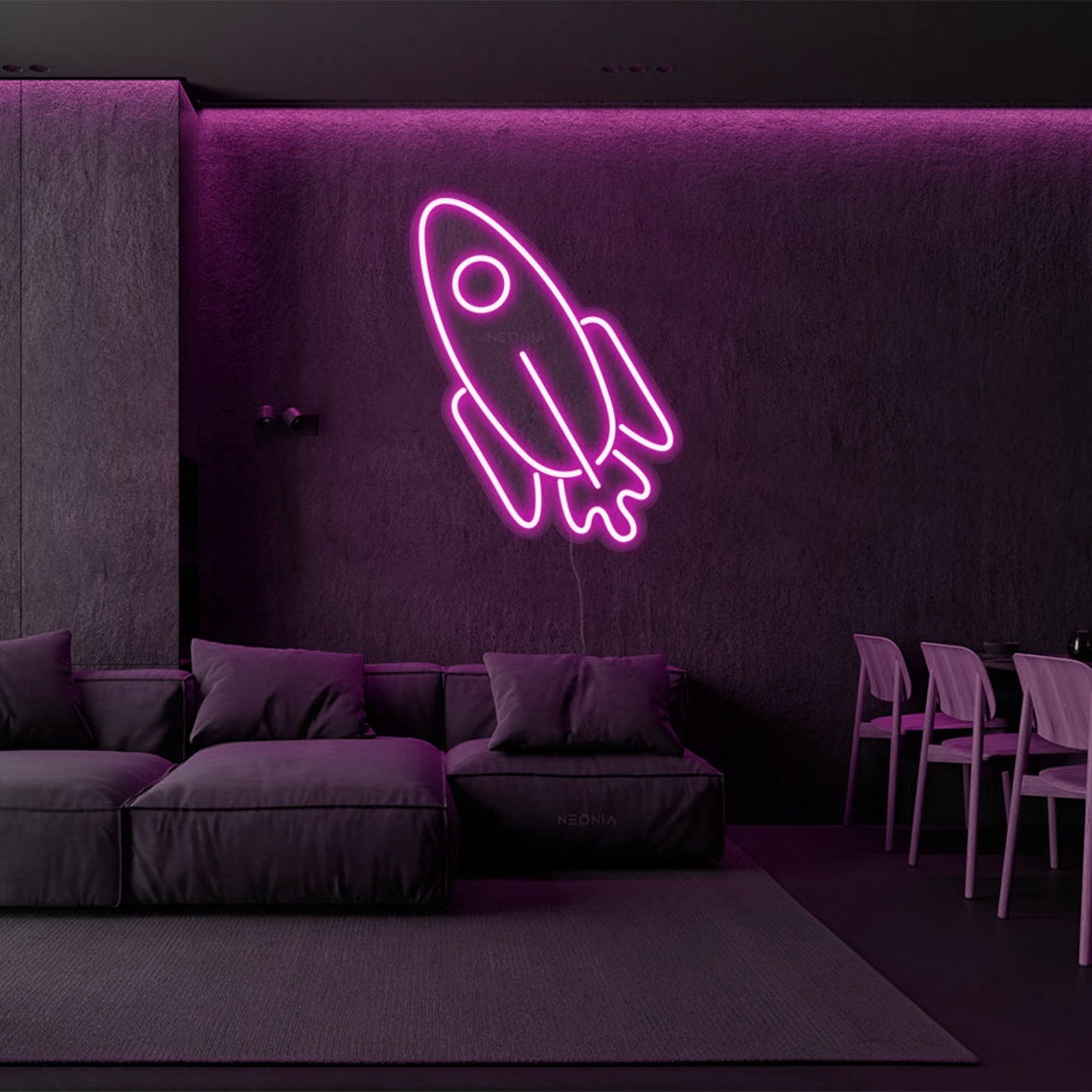 Rocket Neon Sign Bedroom Neon Sign Neon Wall Sign LED Etsy