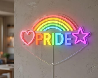 Love Wins Neon Sign Pride Rainbow LED Light Inclusive Storefront Bar Cafe Wall Decor