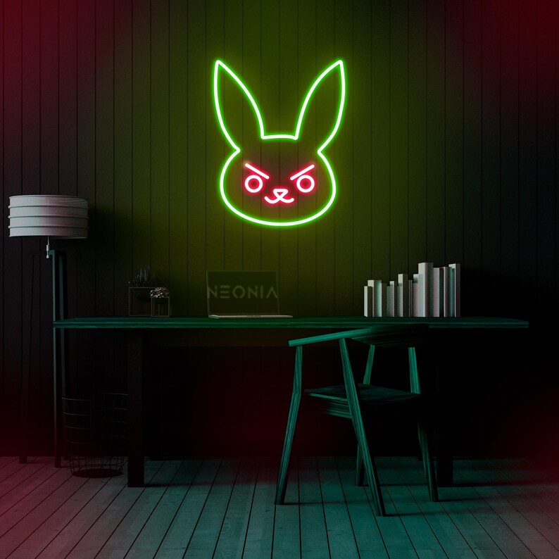 Angry Rabbit LED Neon Sign - Disgruntled Bunny Wall Art, Funny Neon Light, Custom LED Decor for Home or Office, Unique Gift Idea
