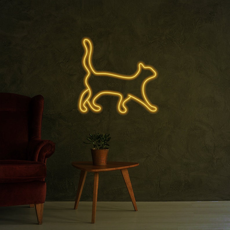Cat Neon Sign Neon Sign Bedroom Cat Wall Decor Wall Sign Etsy