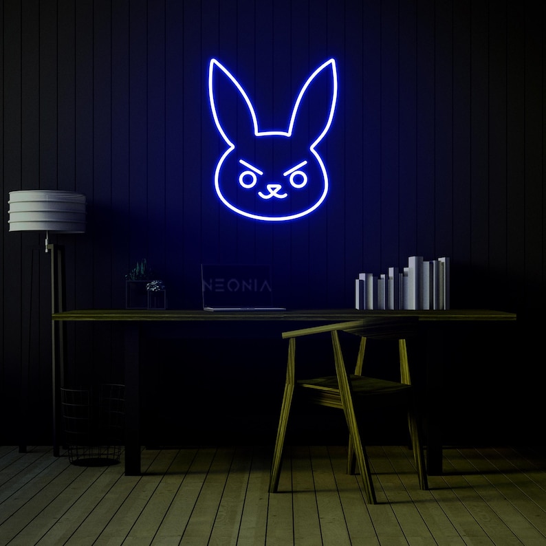 Angry Rabbit LED Neon Sign - Disgruntled Bunny Wall Art, Funny Neon Light, Custom LED Decor for Home or Office, Unique Gift Idea