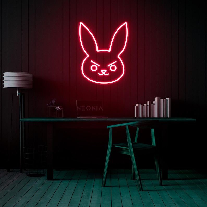 Angry Rabbit LED Neon Sign - Disgruntled Bunny Wall Art, Funny Neon Light, Custom LED Decor for Home or Office, Unique Gift Idea