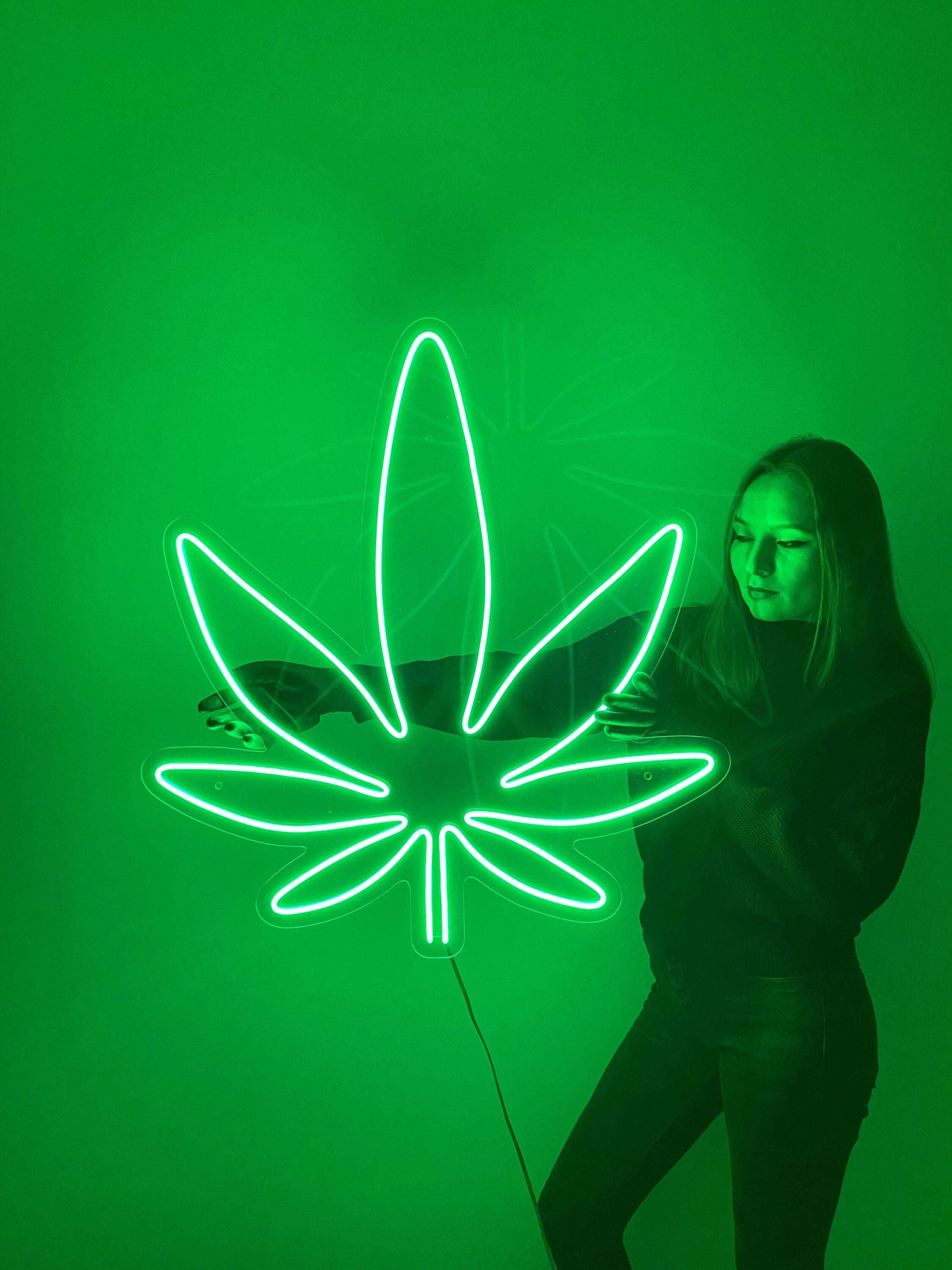 Cannabis Neon Sign for Stoner Room or Man Cave - Weed Wall Decor