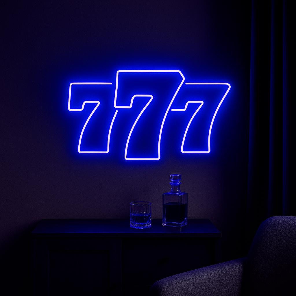 777 Neon Sign: Lucky Number LED Light - Bar, Casino, Game Room - Etsy