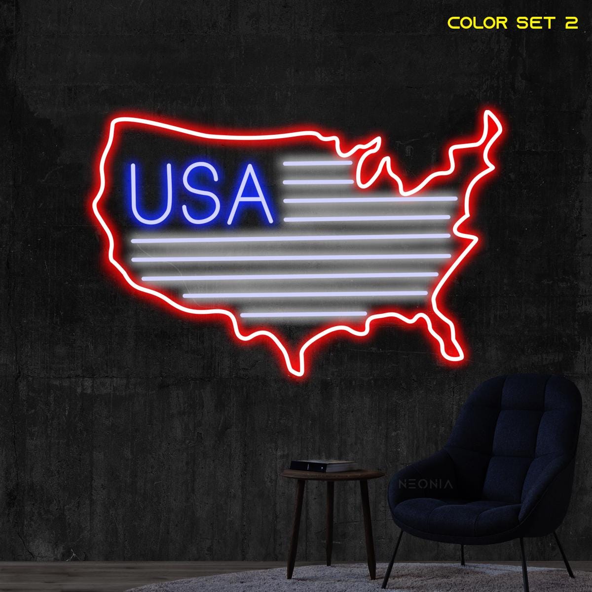 USA Flag Neon LED Sign: Patriotic Wall Art - Etsy