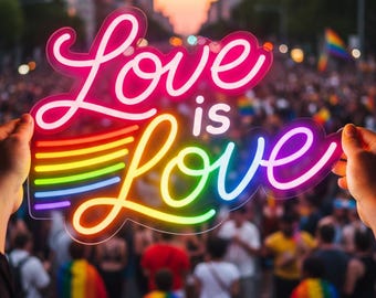 Love Is Love Neon Sign, Pride Neon Light, Rainbow Neon Wall Decor