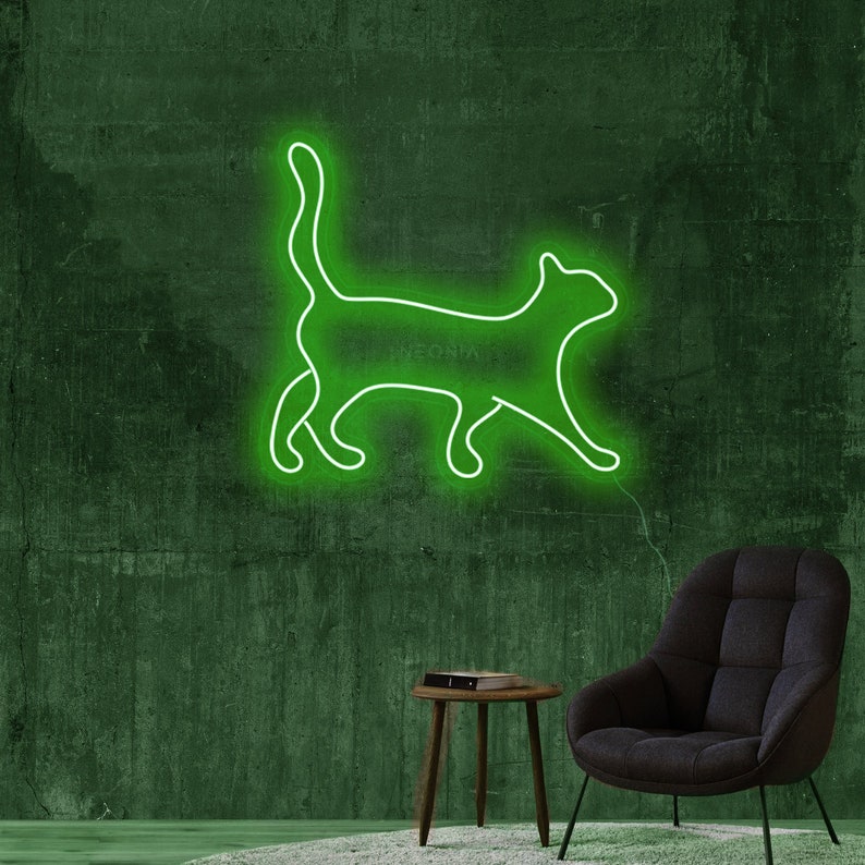 Cat Neon Sign Neon Sign Bedroom Cat Wall Decor Wall Sign Etsy
