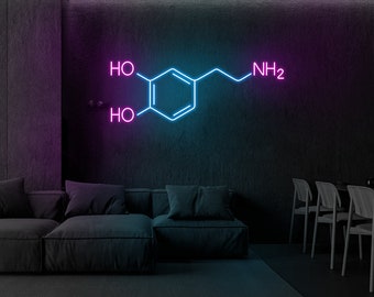 ドーパミン分子ネオンサイン：手作りLED寝室用ライト - Etsy 日本