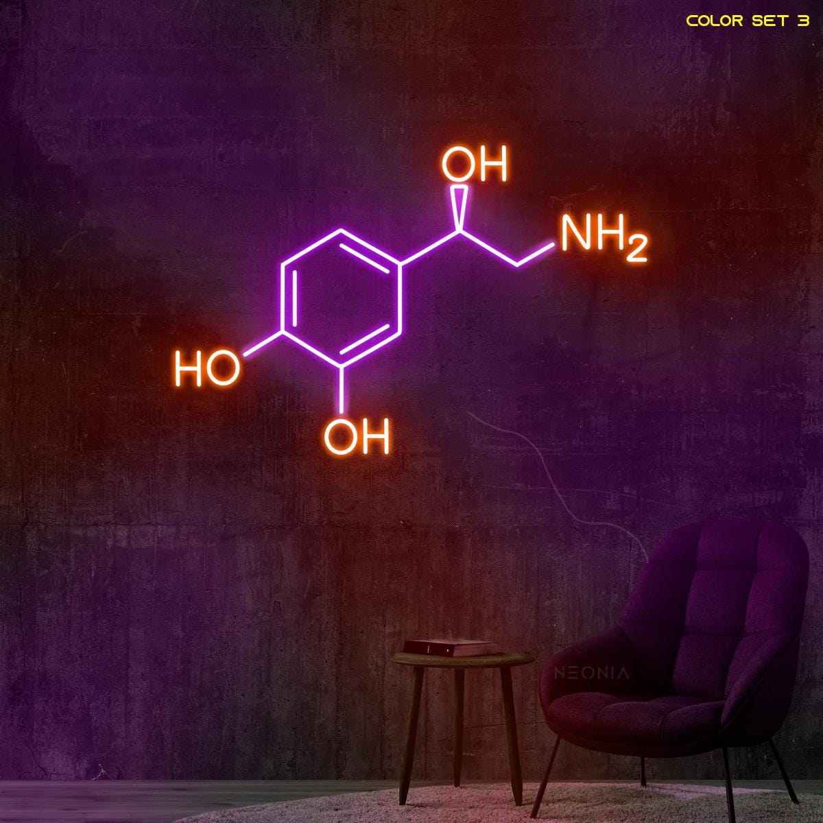Noradrenaline Molecule LED Neon Sign: Science Wall Decor - Etsy