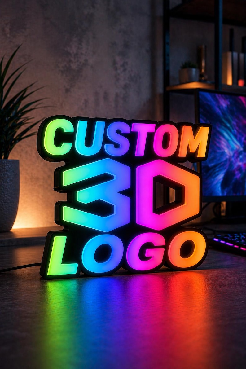 Personalized Logo or Gamertag LED Sign: RGB 3D Light, App Control - Etsy