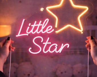 Little Star Neon Sign: Handmade Nursery Wall Light, Baby Room Decor