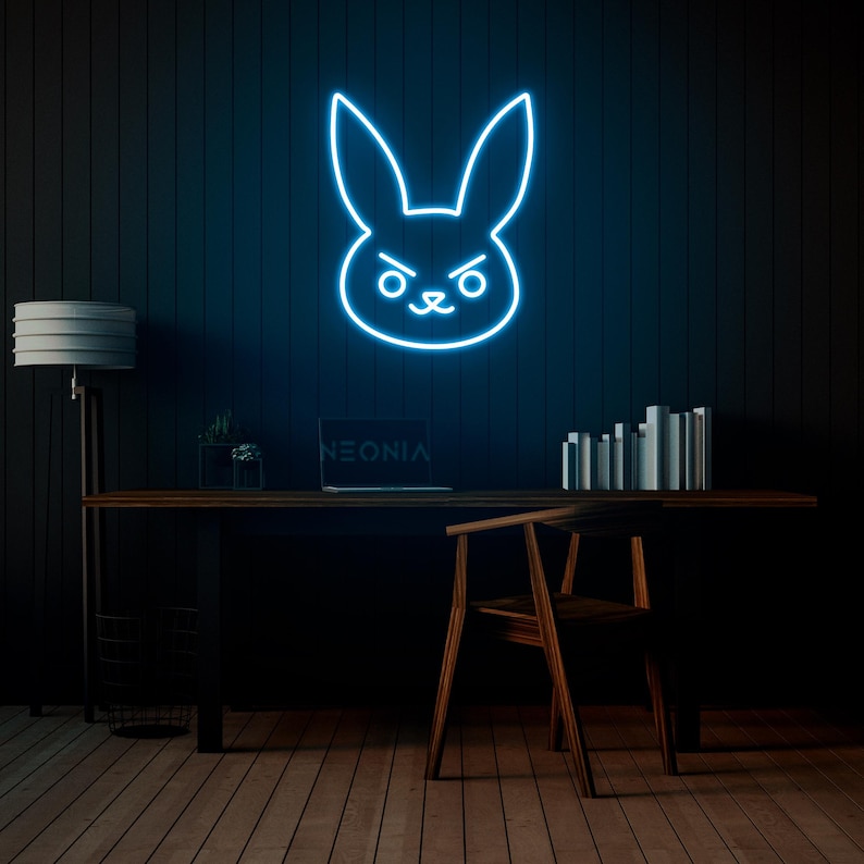 Angry Rabbit LED Neon Sign - Disgruntled Bunny Wall Art, Funny Neon Light, Custom LED Decor for Home or Office, Unique Gift Idea