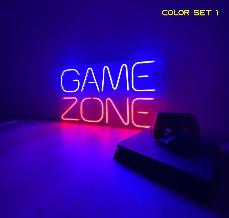 Game Zone Neon Sign LED Neon Sign, Neon Sign for Gaming Room, Wall Decor, Wall Sign, Custom Neon Sign image 1