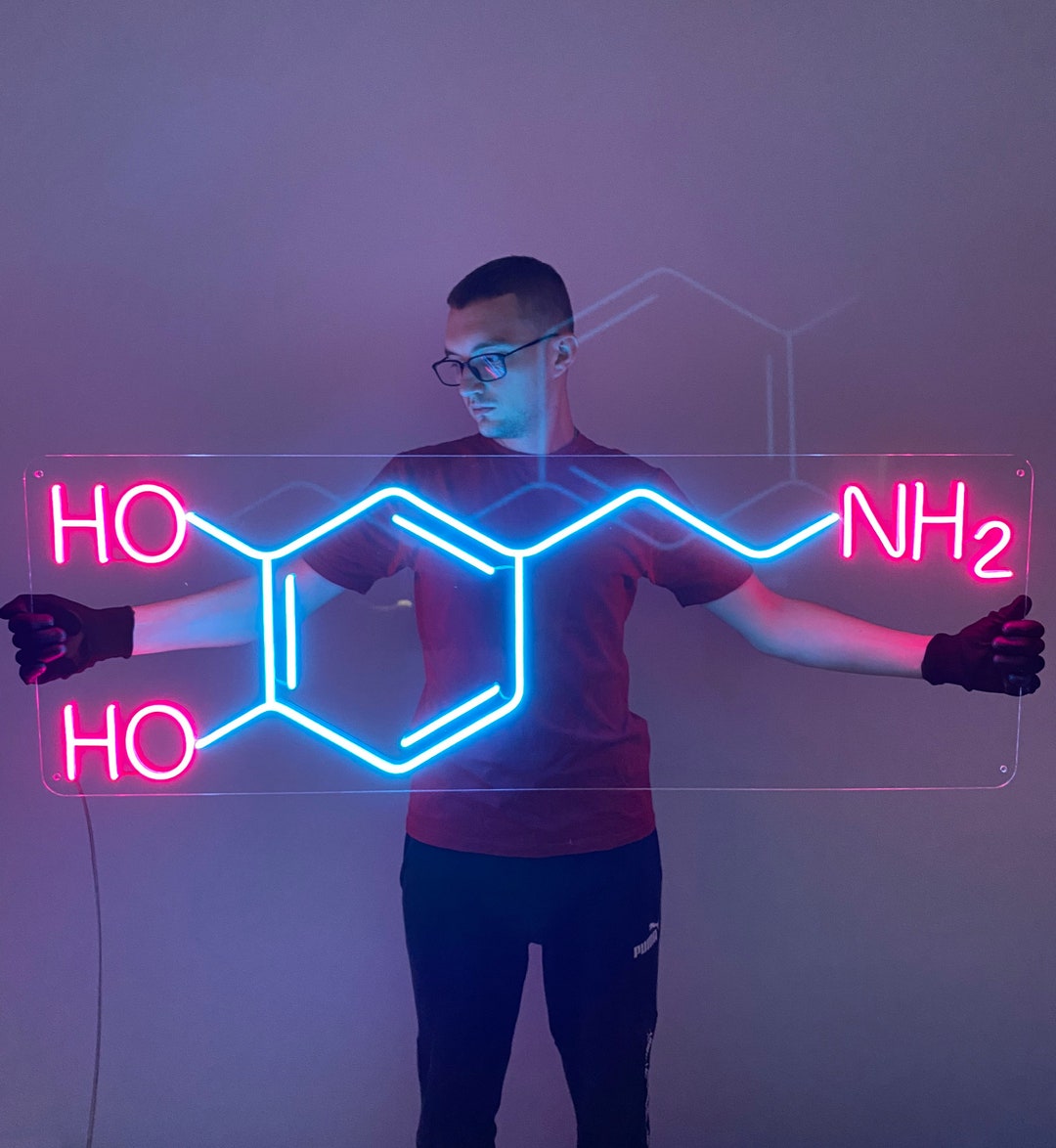 Dopamine Molecule Neon Sign: Handmade LED Bedroom Light - Etsy
