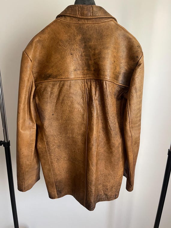 Vintage Mordex London Leather Blazer Jacket brown Medium 80s 90s Made in UK Grunge View 5