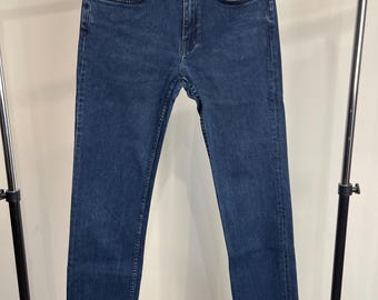 Acne Studios Jeans Men's 29/32, Dark Blue Slim Jeans with Frayed Edge, Made in Italy Designer Streetwear, Sustainable Fashion Denim