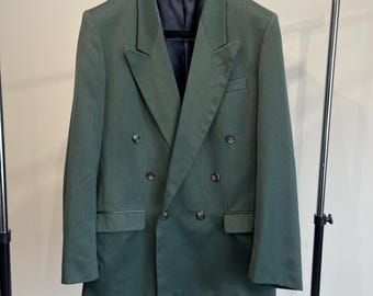 Vintage double-breasted green blazer classic jacket sport coat 40R