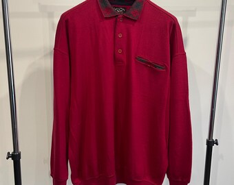 Vintage Paul & Shark wool sweater polo long sleeve red XXXL