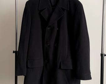 Vintage Mens Double Breasted Blazer Size 44R 1990s Black Crepe
