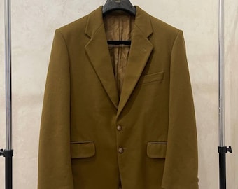 Vintage Men's Wool & 20 Cashmere Blazer – Mustard Brown / Camel – Size 46