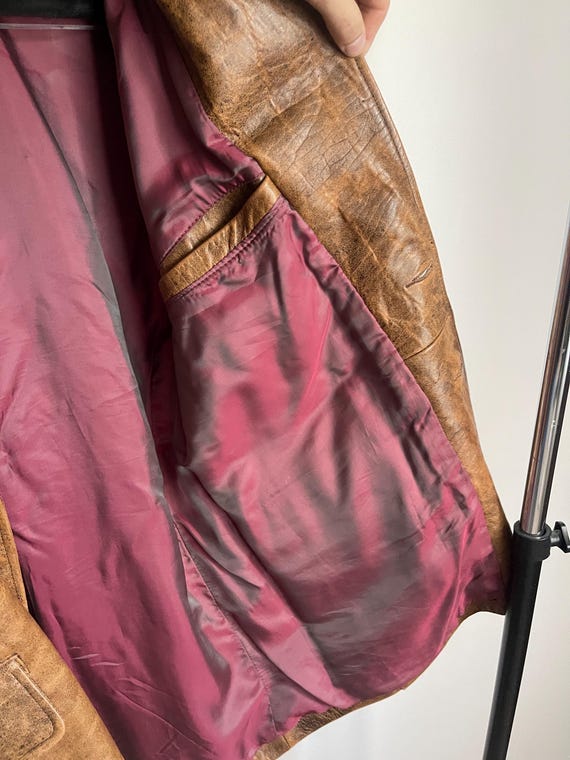 Vintage Mordex London Leather Blazer Jacket brown Medium 80s 90s Made in UK Grunge View 6