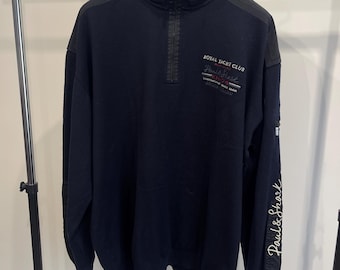 Vintage Paul shark zip sweater jacket wool cool-touch rare dark blue