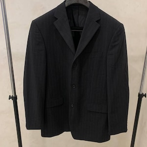 BALMAIN Men&#39;s Black Wool Single Breasted Suit Blazer Jacket Size 52 Authentic Classic Wear