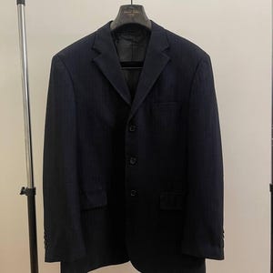 Giorgio Armani Men&#39;s dark blue Wool Single Breasted Suit Blazer Jacket Size 50 Authentic rare Classic Wear Size 52B