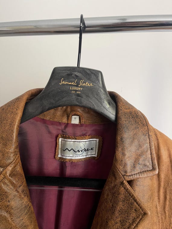 Vintage Mordex London Leather Blazer Jacket brown Medium 80s 90s Made in UK Grunge View 3