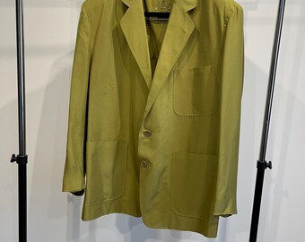 Vintage Trussardi Silk Blazer Men, Made in Italy Luxury Sport Coat, 100% Pure Silk Jacket, Designer Italian Fashion, Size EU 54